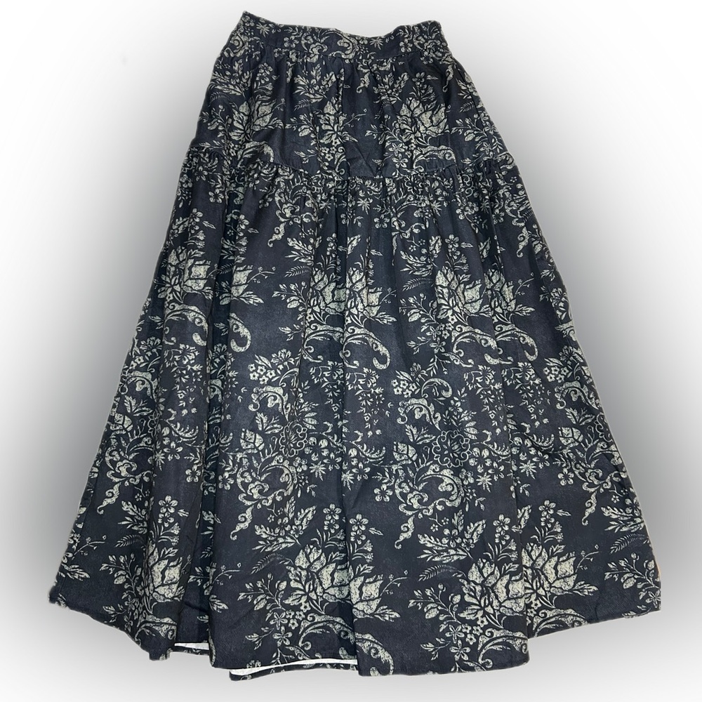 Print Midi Skirt – Size S – NWT – Blue & Gray Boho Flowy Skirt